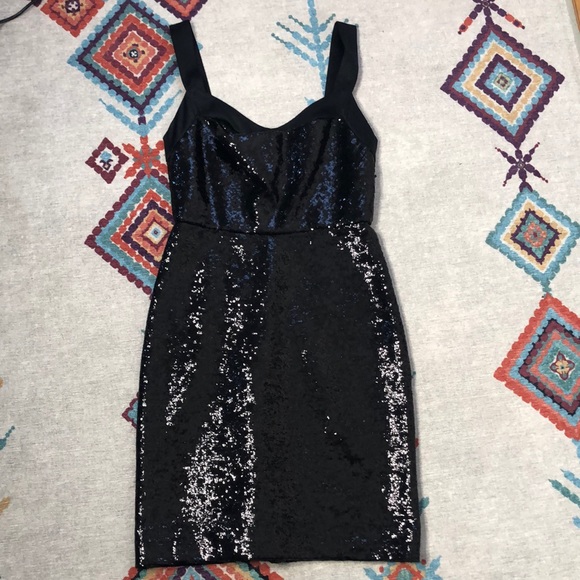 NWOT Monique Lhuillier Black Sequin silk dress - Picture 4 of 11